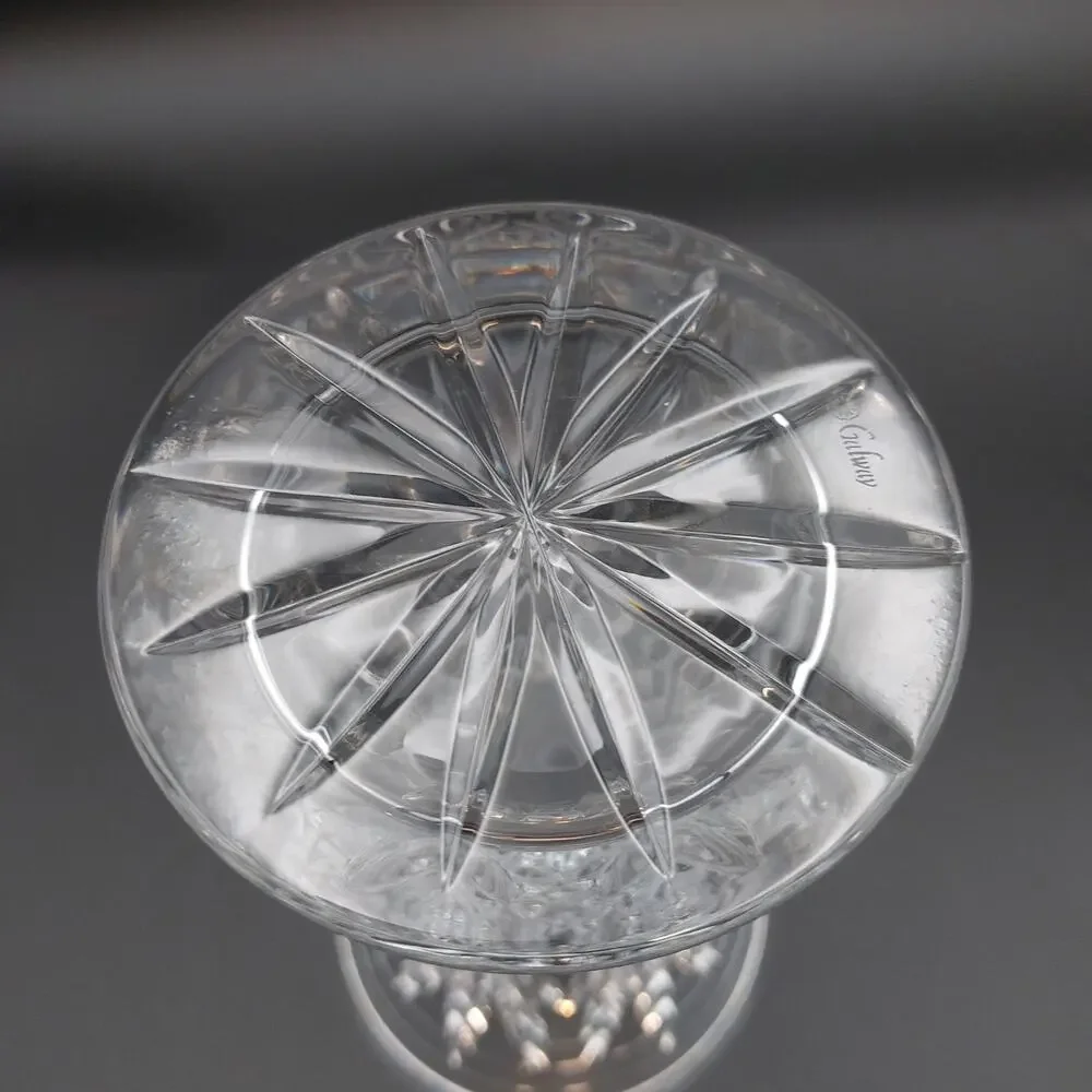 Galway Irish Crystal Vase Longford Pattern Hand Cut 24% Lead Hourglass Flared 8